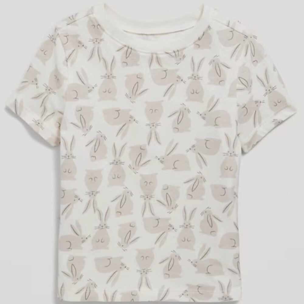 Toddler Timeless Bunny Rabbit Taupe Grey T- Shirt Rib Neck Size 5T 100% cotton